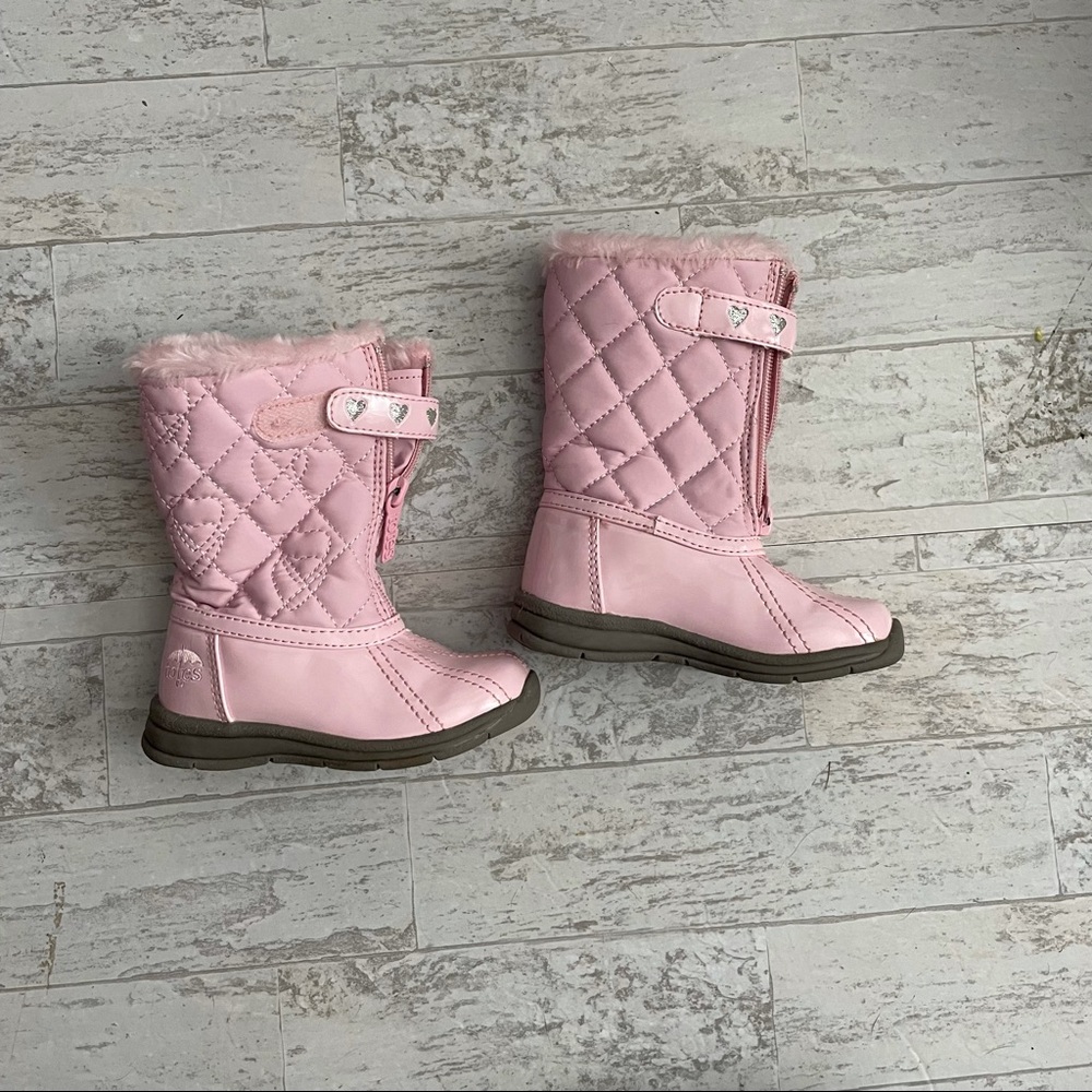 Totes Toddler Pink Patent Leather Snow Boots sz 7M